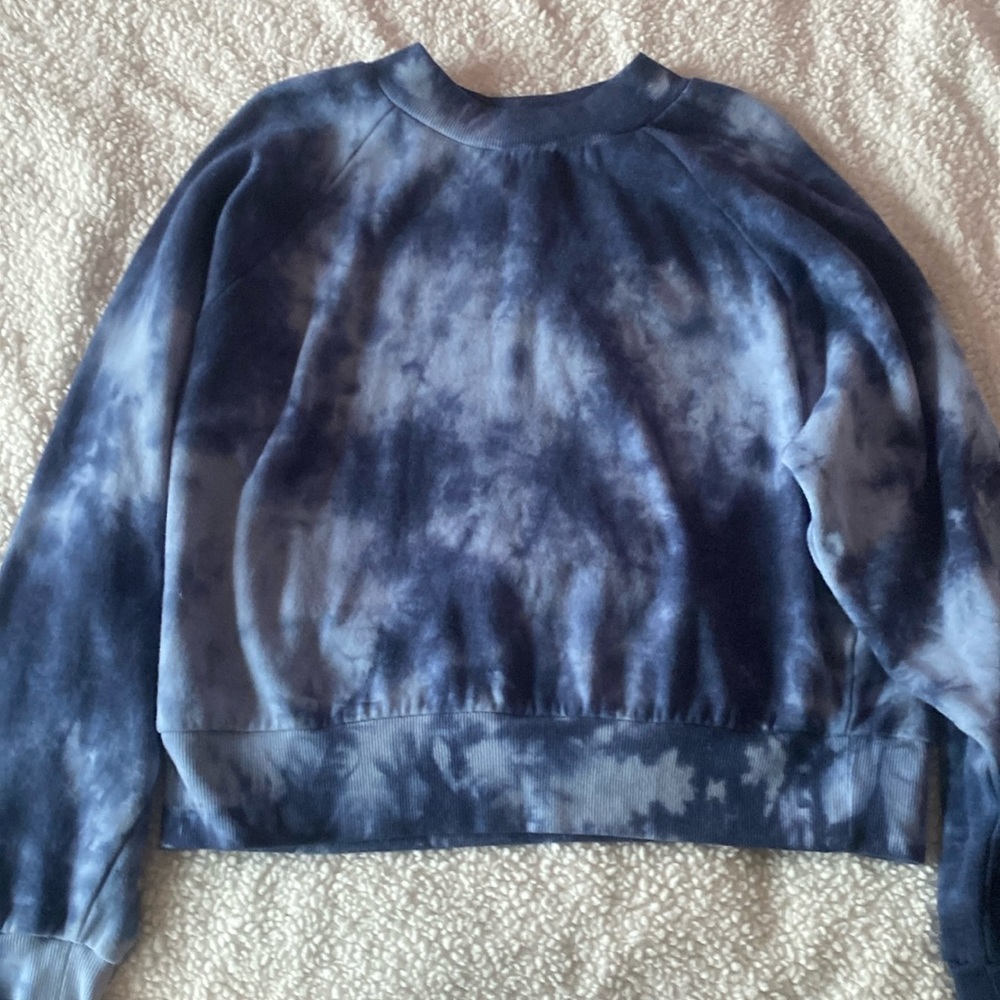 Pink Rose Blue Tie Dye Crewneck